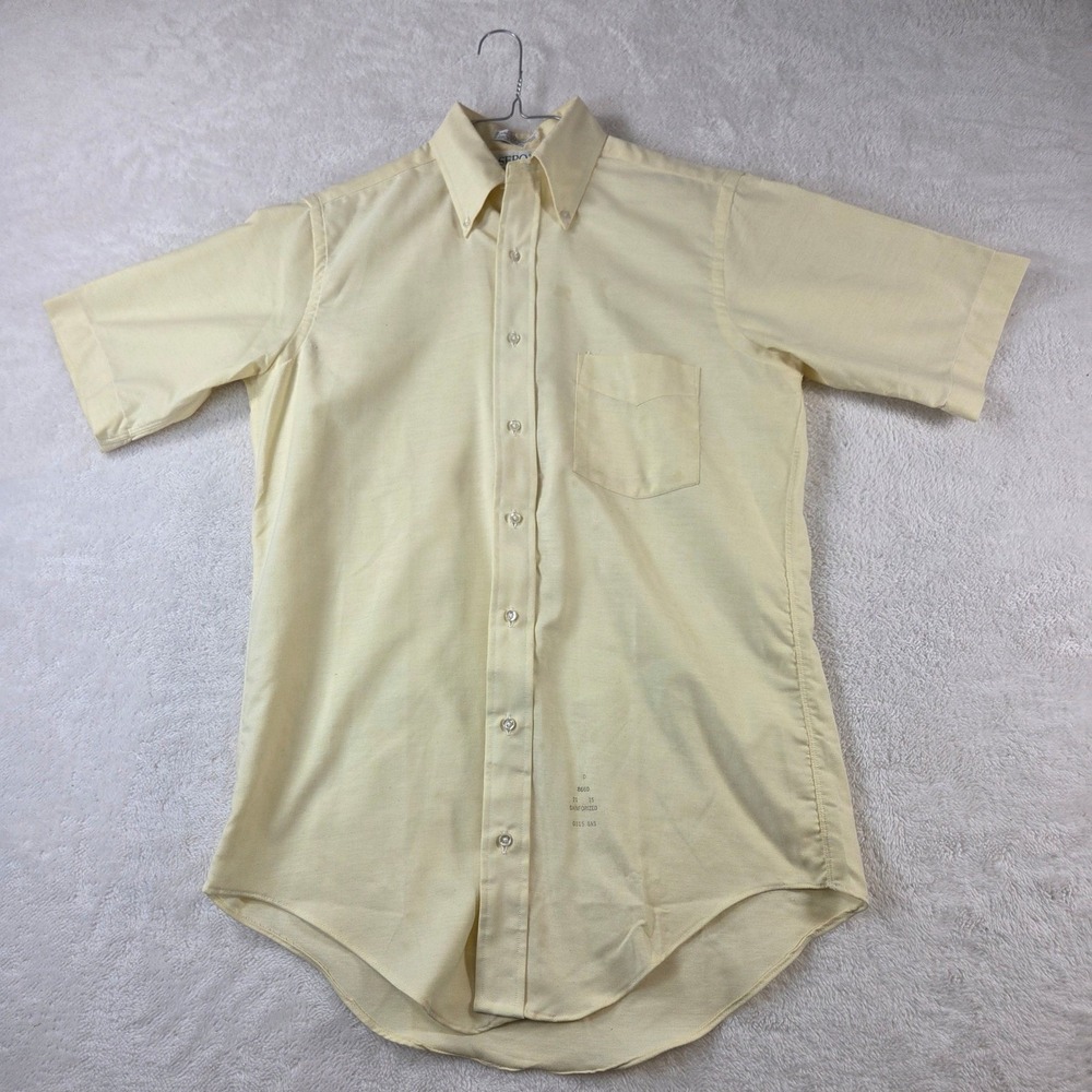 Sero Shirtmakers Mens Yellow Short Sleeve Oxford Button Down Shirt Size 15 SS